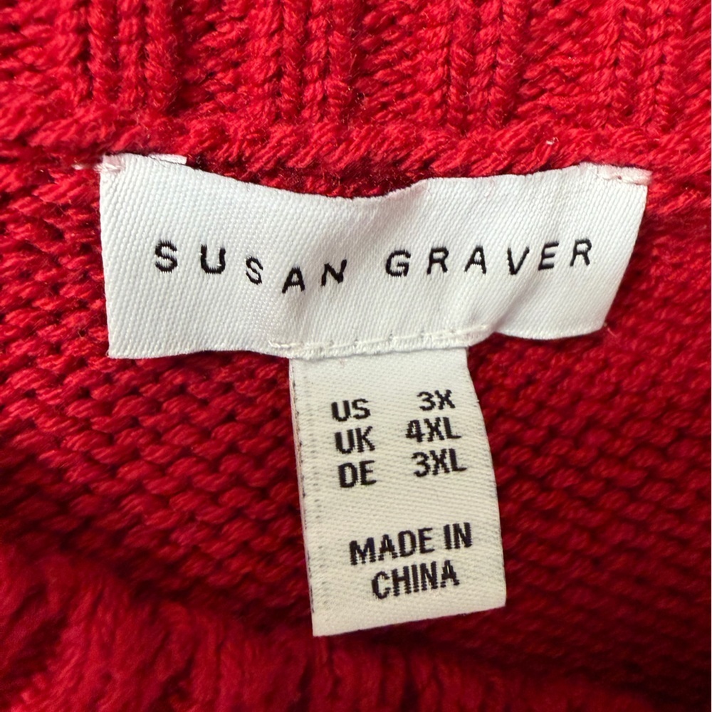 Susan Graver Red Cold Shoulder Knit Sweater Women’s 3X Cotton Blend Pullover - Picture 6 of 12